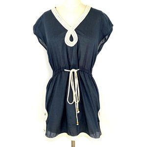 AQUA Swim Gray White‎ Swim Cover Up Cotton Lightweight Tunic  Small